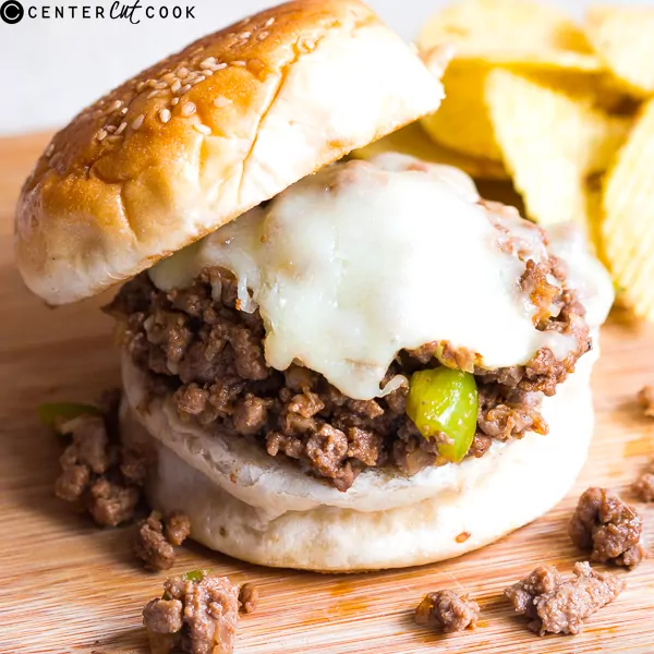 Philly Cheesesteak Sloppy Joes from Center Cut Cook