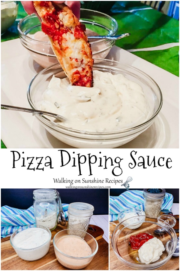 Pizza dipping sauce in two different flavors - ranch and fry sauce. 