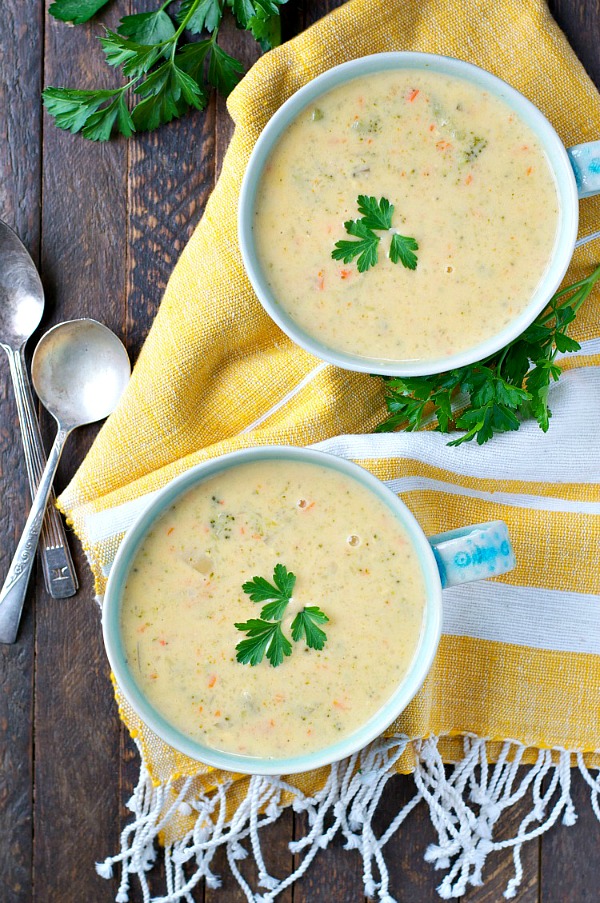 Slow Cooker Ham and Cheddar Soup from The Seasoned Mom