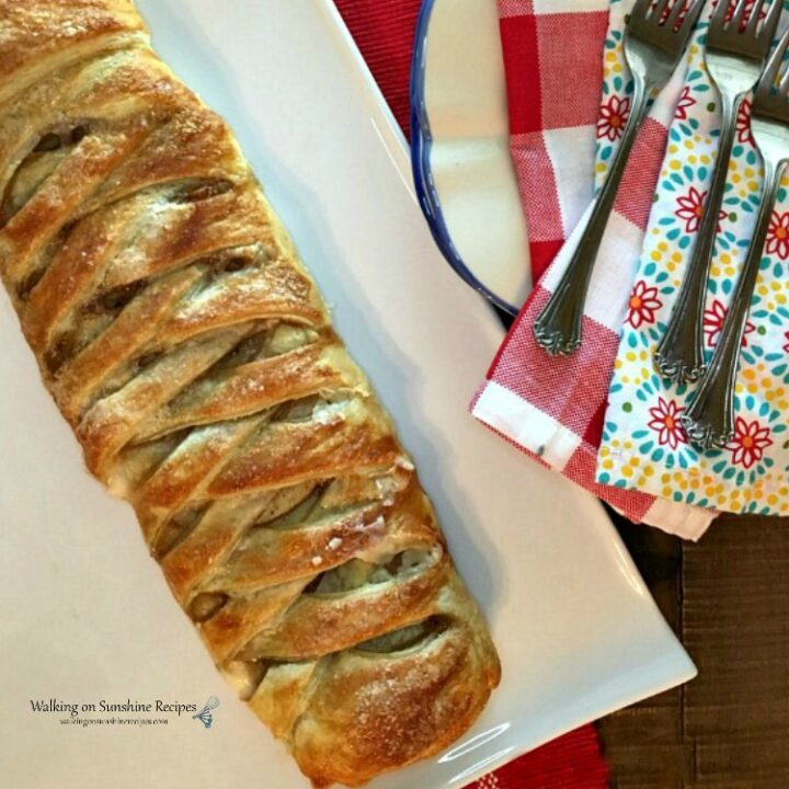 Apple Caramel Puff Pastry Braid with Cream Cheese Filling