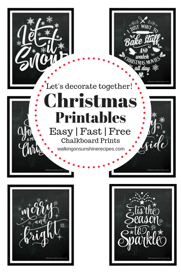 Fun Christmas Printables - Chalkboard Printables from Walking on Sunshine Recipes. 