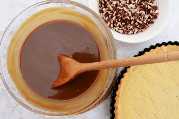 Pecan Pie Mixture before adding pecans from Walking on Sunshine Recipes