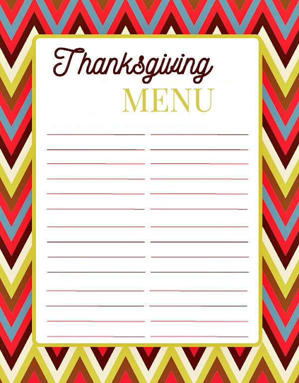 Thanksgiving Menu