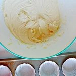 Add vanilla cake batter to cupcake muffin pan