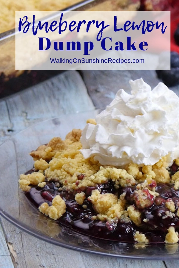 Easy recipe for blueberry dump cake with canned blueberry filling.