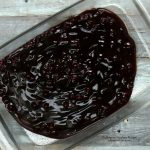 Blueberry Pie Filling in glass baking dish for Blueberry Lemon Dump Cake