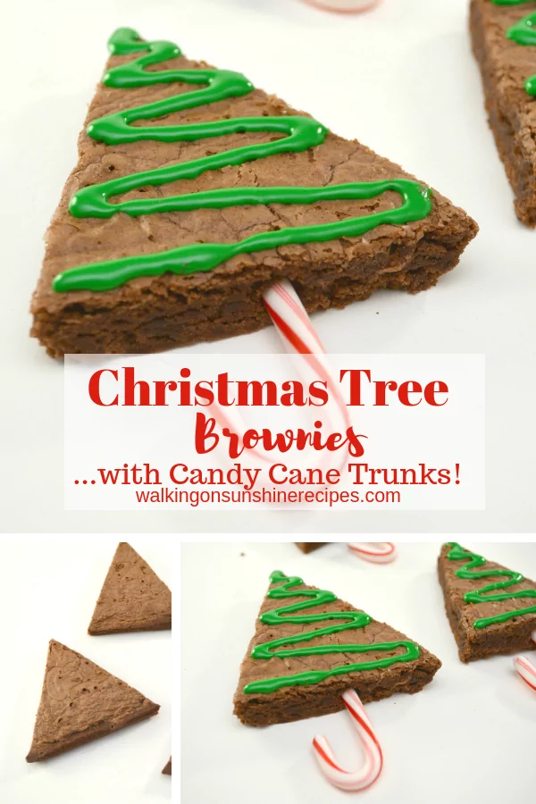 Christmas Tree Candy Cane Brownies from Walking on Sunshine Recipes