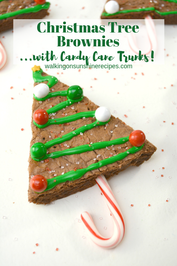 Christmas Tree Brownies with Candy Canes