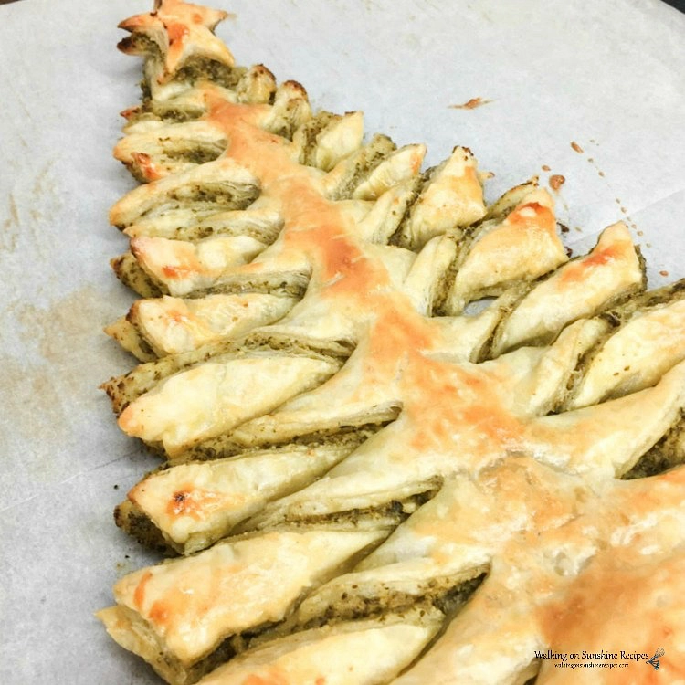 Puff Pastry Christmas Tree with Basil Pesto Appetizer from WOS