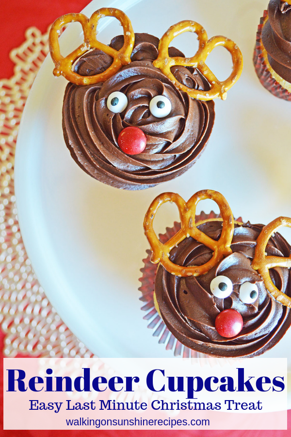 reindeer cupcakes with pretzels.