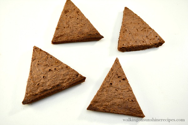 Triangle Shaped Brownies for Christmas Tree Candy Cane Brownies from Walking on Sunshine Recipes