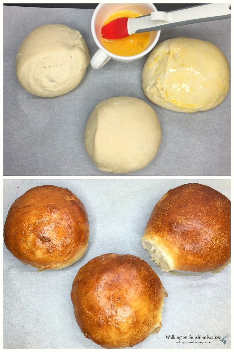 Bread bowls are perfect for soup, chili or even dip. They're easy to make when you start out with a loaf of your favorite frozen bread dough from Walking on Sunshine Recipes. Bread Bowls for Soup or Dip before and after baking from WOS