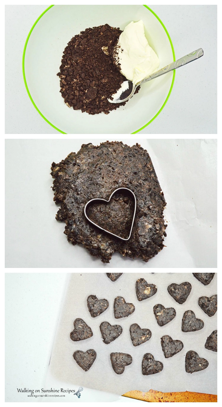Making the Oreo Truffles in Heart Shapes
