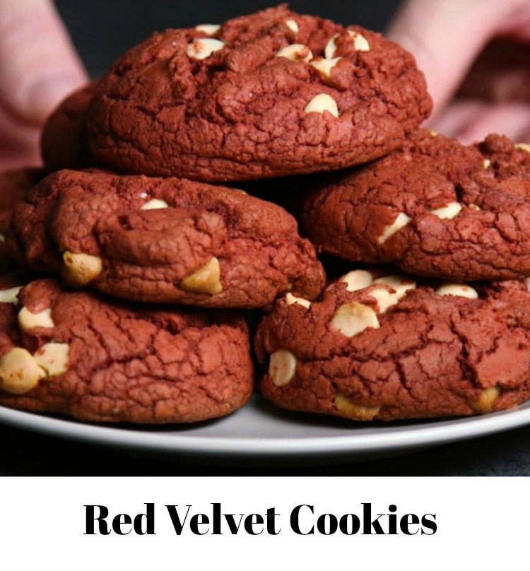 Red Velvet Cake Mix Cookies with White Chocolate Chips