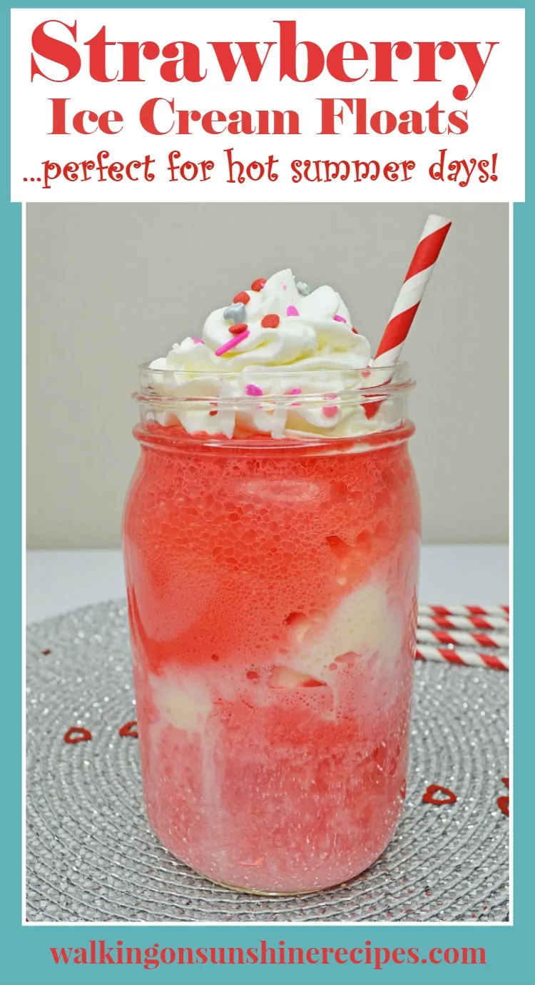 Strawberry Ice Cream Floats with Strawberry and Vanilla Ice Cream from Walking on Sunshine Recipes