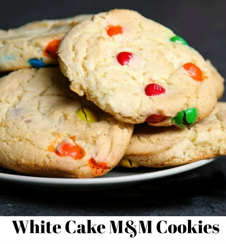 White Cake M&M Cookies from a cake mix. 