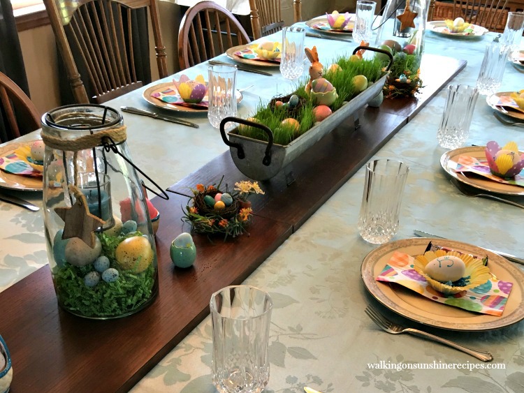 Easter table grass centerpiece. 