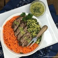 Grilled Steak with Zucchini Veggie Spirals