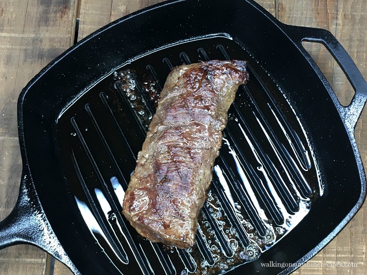 Grilled Steak in Cast Iron Grill Pan