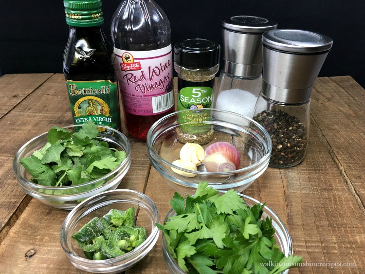 Ingredients for homemade chimichurri sauce. 