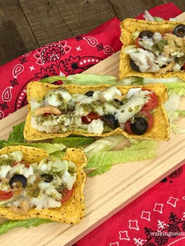 Kid Friendly Fish Tacos on cutting board for dinner