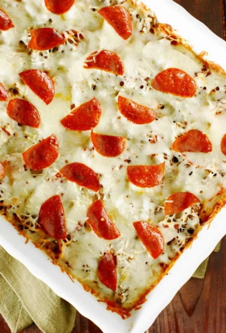 Pizza Spaghetti Bake from The Kitchen is My Playground