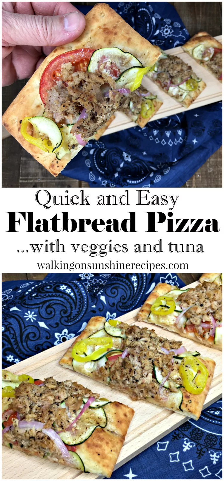 Quick and Easy Flatbread Pizza with Veggies and Tuna