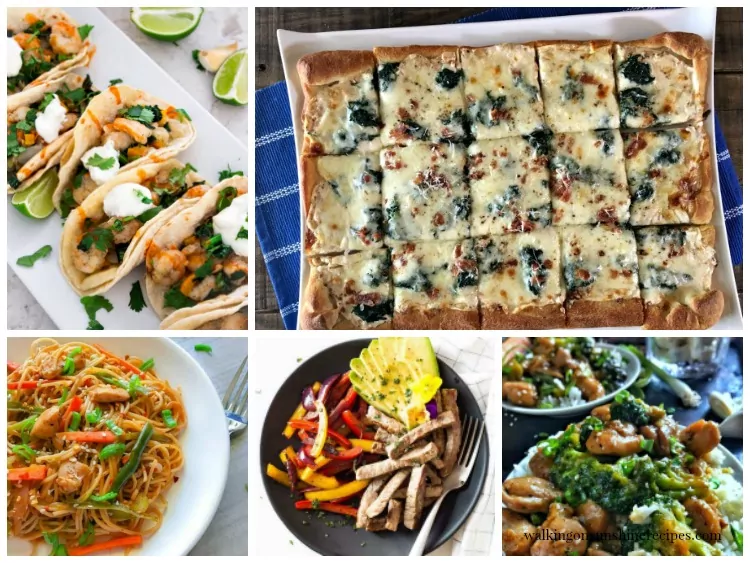 This week's meal plan is featuring 20 minute dinner recipes from Walking on Sunshine Recipes. 