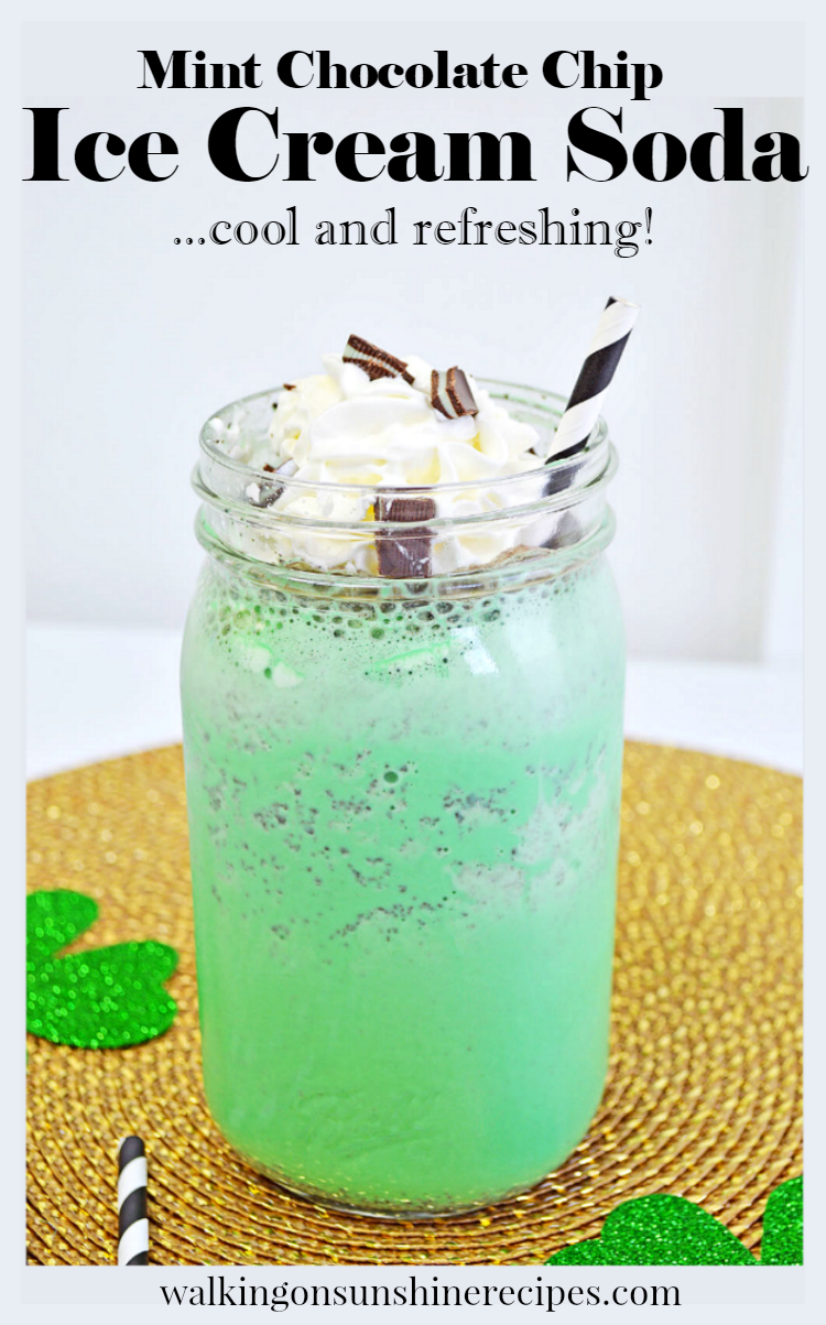 Mint Chocolate Chip Ice Cream Soda with Candy Mint Pieces