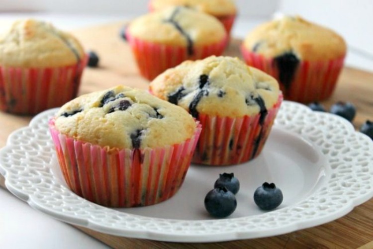 Sour Cream Blueberry Muffins from A Mom's Take