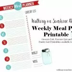 Weekly Meal Plan Printable from Walking on Sunshine Recipes