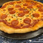 Beer Dough Pizza cooked on pizza stone from Walking on Sunshine Recipes