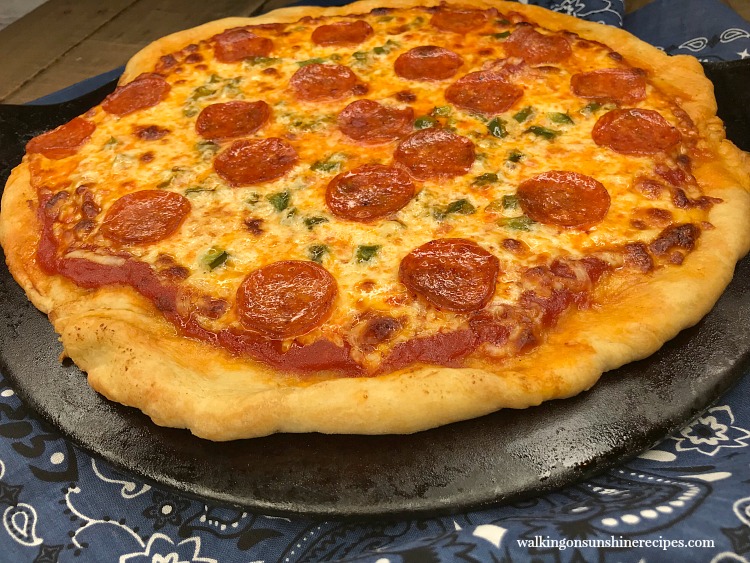 pizza dough with beer cooked on pizza stone.
