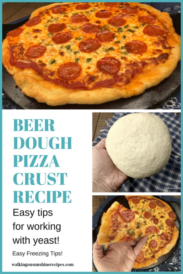 Homemade Beer Dough Pizza Crust Recipe for crispy crust every single time. Tips on working with yeast and freezing tips included! 