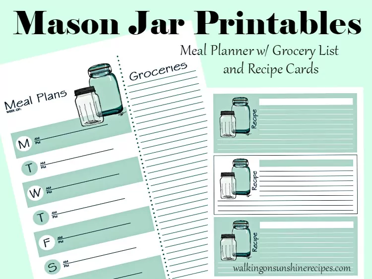 Mason Jar Meal Planner with Recipe Cards FEATURED photo from Walking on Sunshine Recipes
