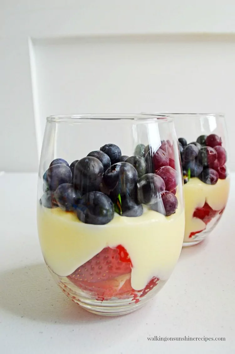Add the Blueberries to the Cheesecake Parfaits 
