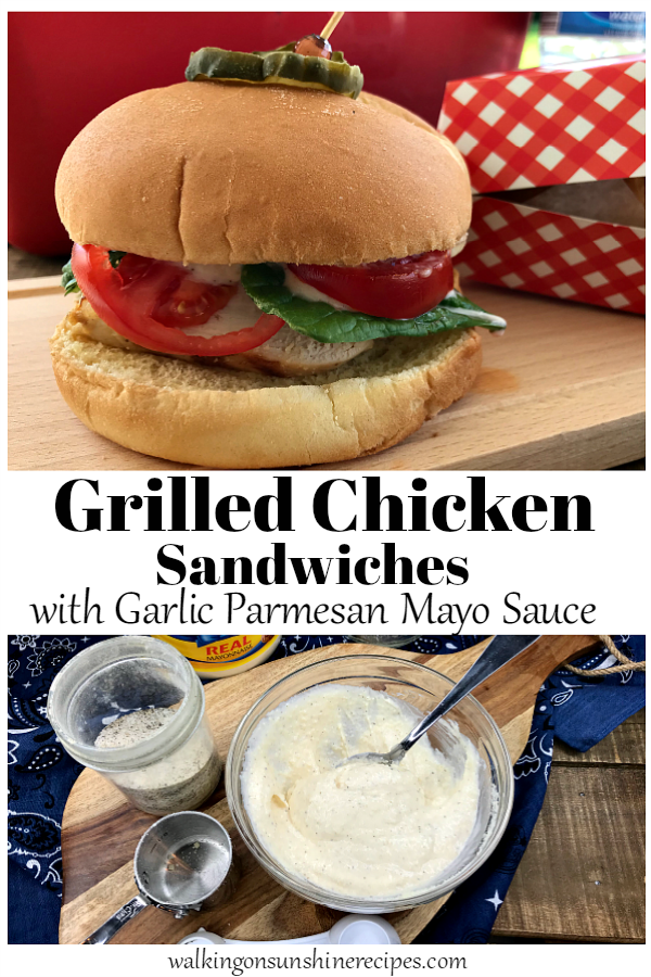 sanduíches de galinha grelhadas com uma deliciosa e fácil maionese caseira de Alho Parmesão.