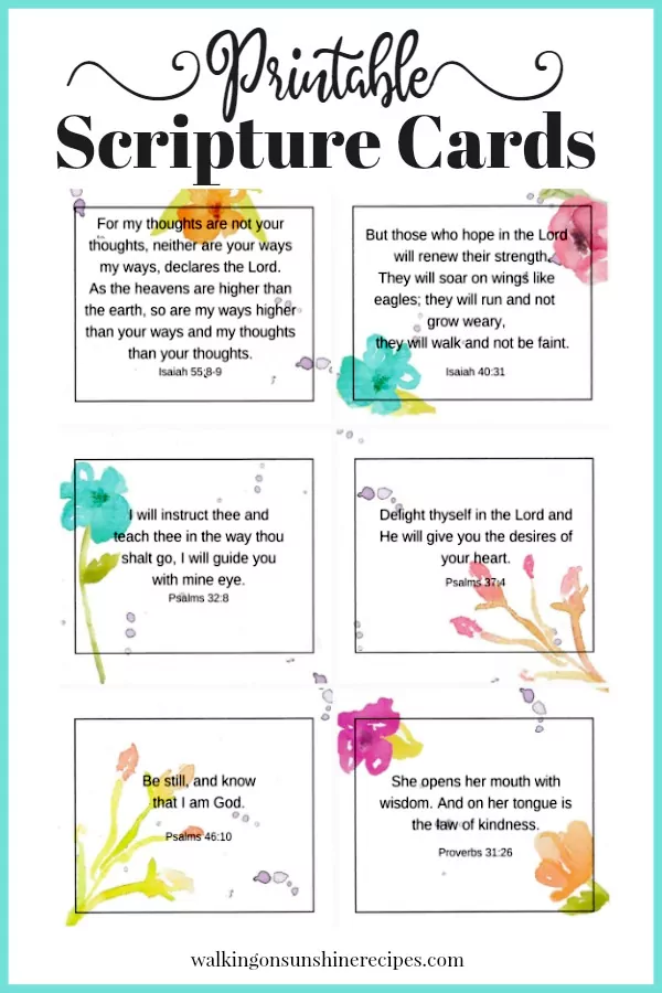 Inspirational Scripture Cards from Walking on Sunshine Recipes