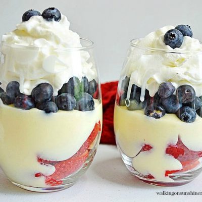 Pudding Parfaits with Blueberries and Strawberries from Walking on Sunshine Recipes