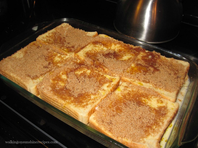 French Toast Casserole with Texas Size Toast before baking from Walking on Sunshine Recipes