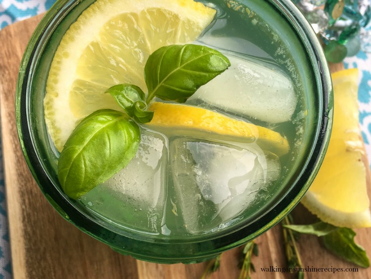 Lemon Basil Mint Spritzer NonAlcoholic Drink with Fresh Ginger