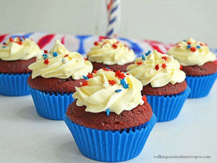 Patriotic Cupcakes FEATURED photo from Walking on Sunshine Recipes
