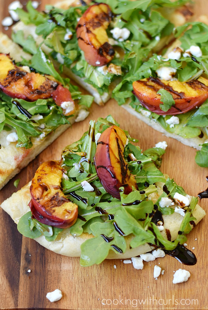 Grilled Peach and Arugula Pizza from Cooking with Curls