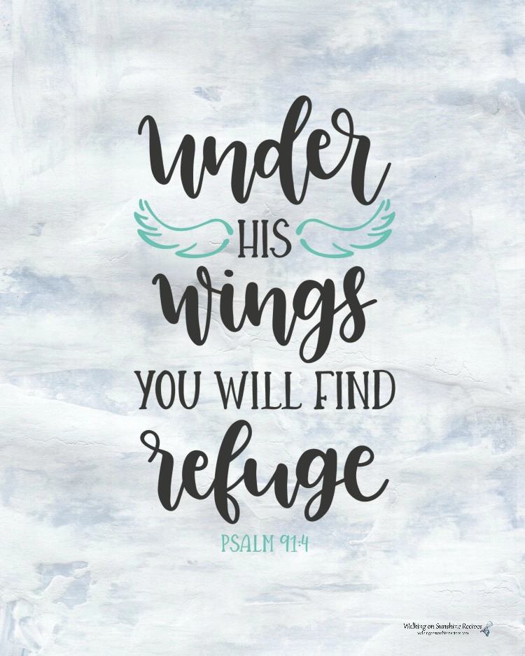 Under his wings you will find refuge Psalms 91:4 printable