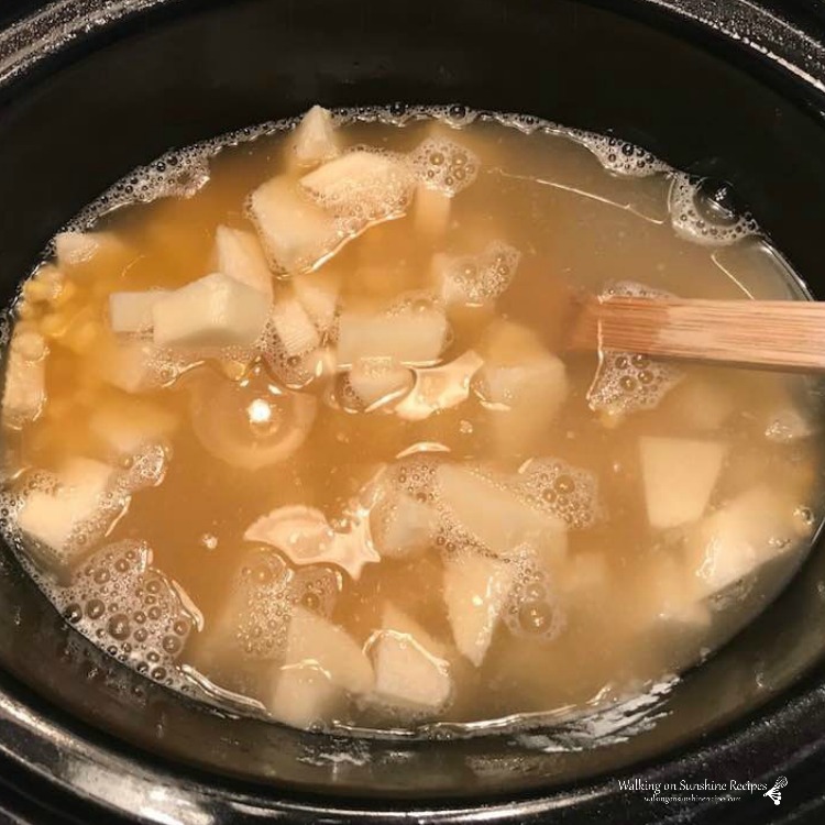 Potato and Corn Chowder in Crock Pot with Chicken Broth