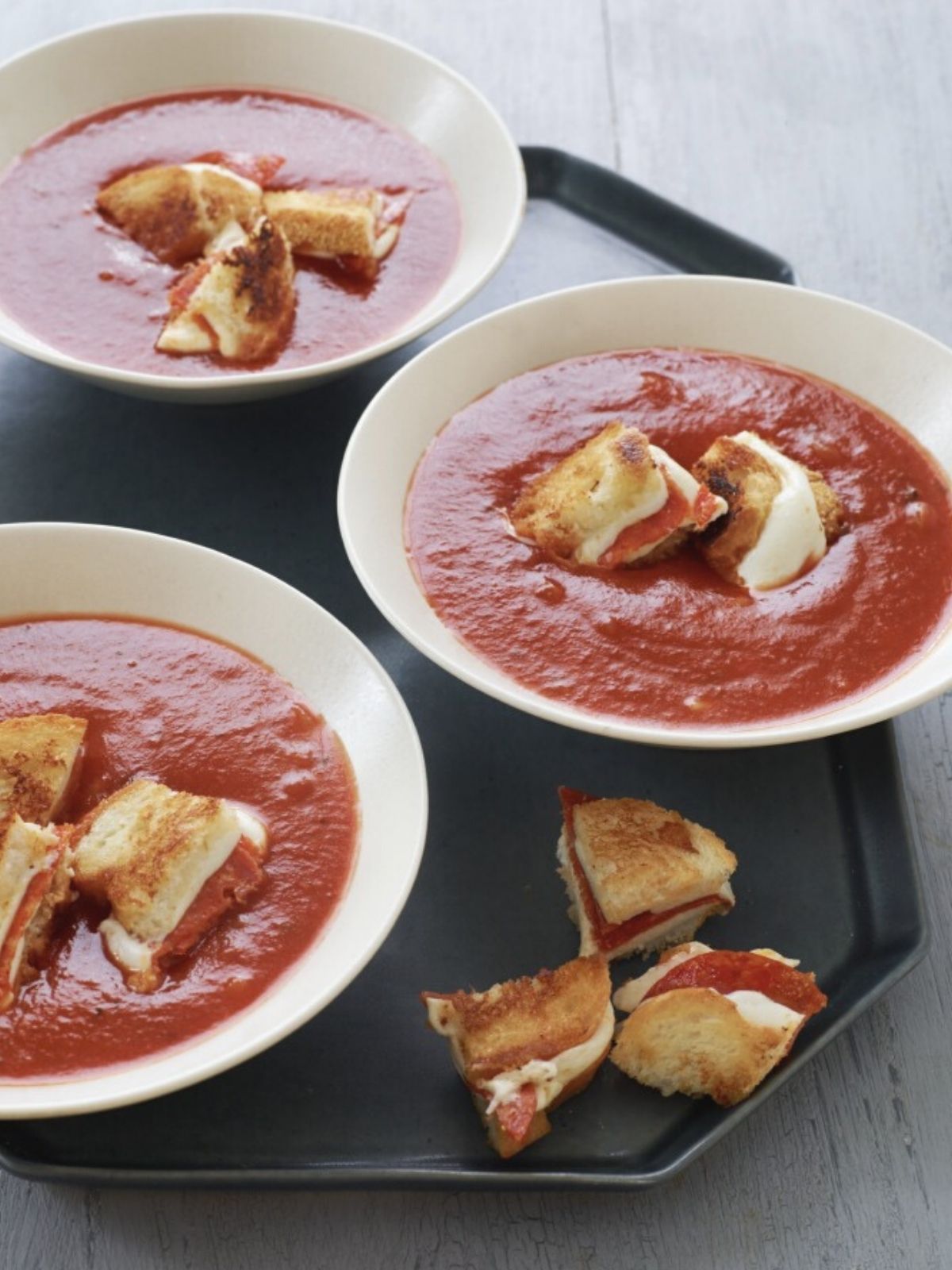 Italian Tomato Soup with Grilled cheese croutons. 