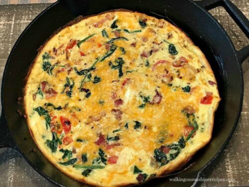 Spinach Bacon Cheese Frittata - Walking On Sunshine Recipes