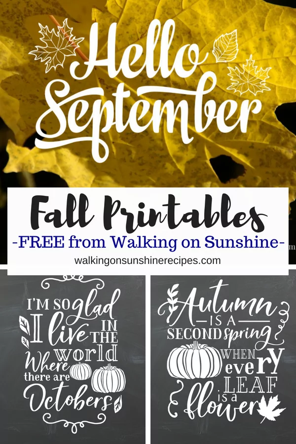 Two new Fall printables from Walking on Sunshine Recipes