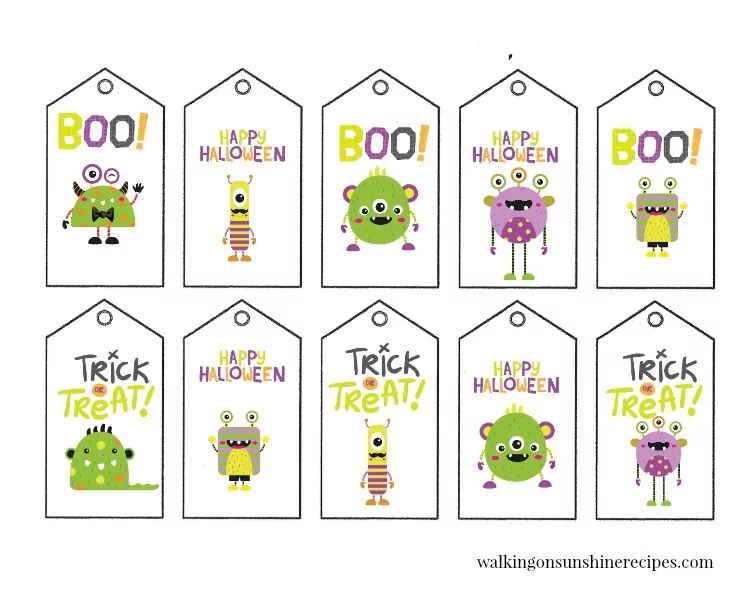 Cute Monster Printable Halloween Gift Tags