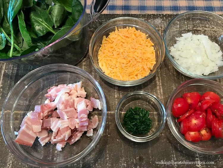 Ingredients for Spinach Bacon Cheese Frittata 
